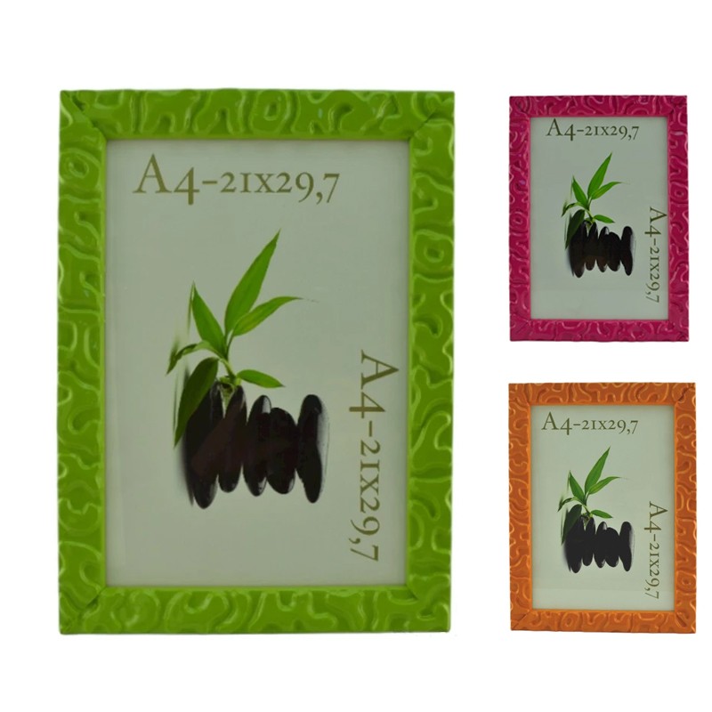 Rama foto Colette, format A4, lemn lacuit, fixare pe perete Portocaliu - imagine 14